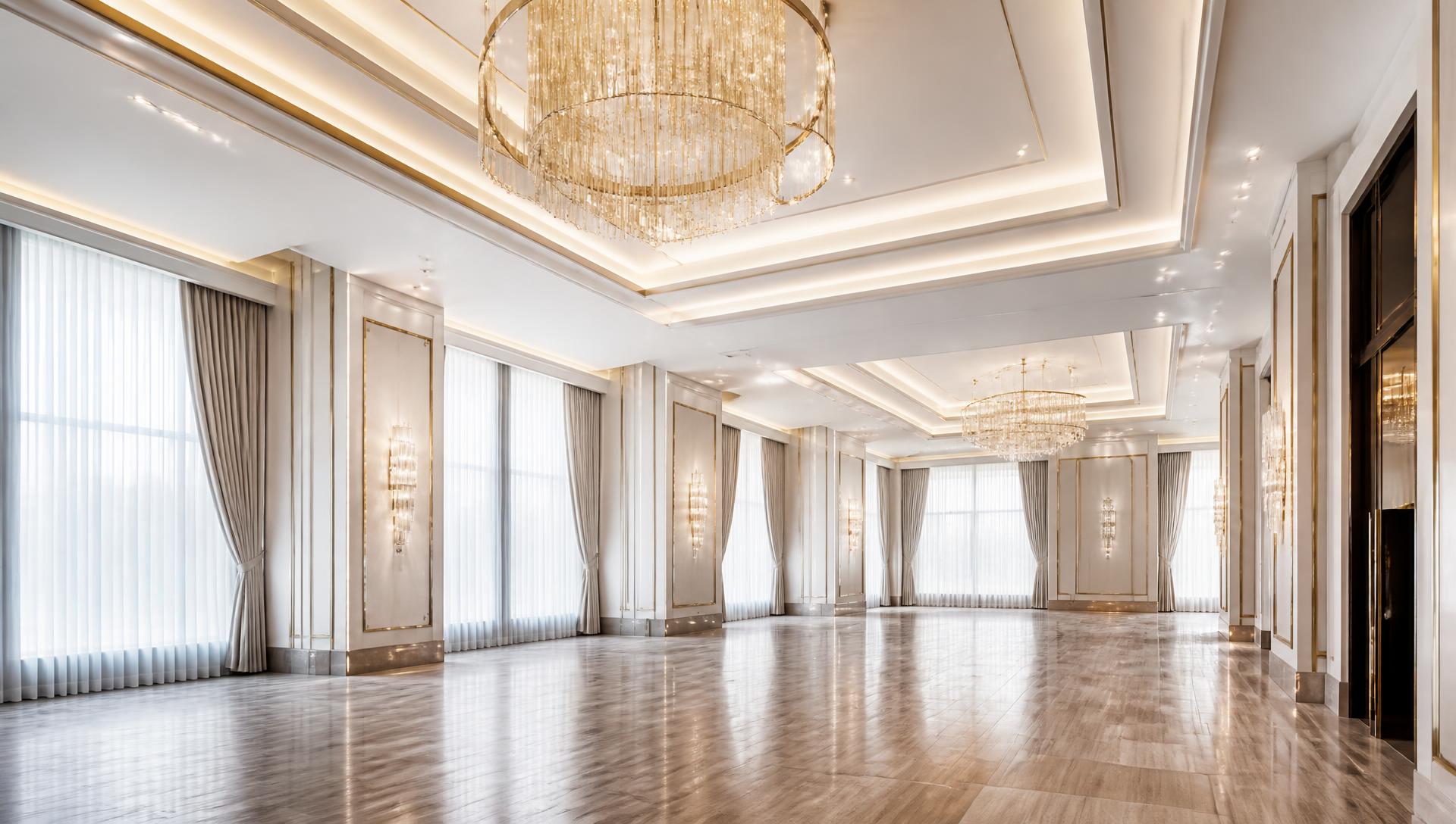 The Memzo ballroom at The Oaks Ballroom set for an evening event